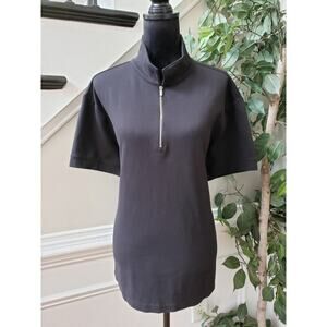 INC International Concepts Top Blouse Women's 2XL Black Short Sleeve Quarter Zip